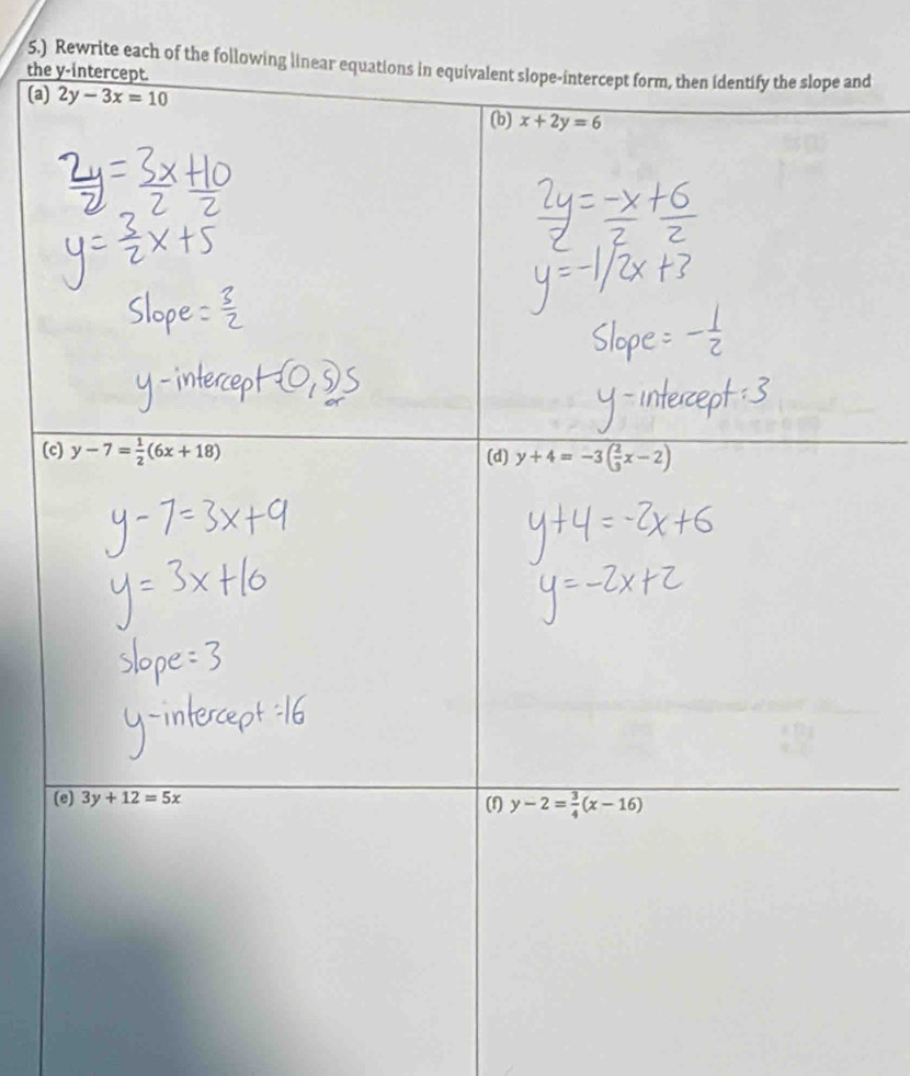 5.) Rewrite each of thend
the 
(a) 
(c