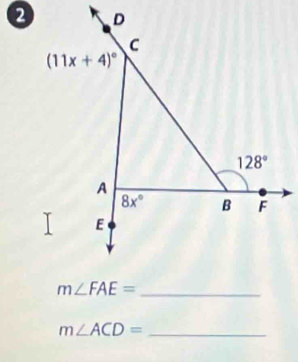 m∠ ACD= _