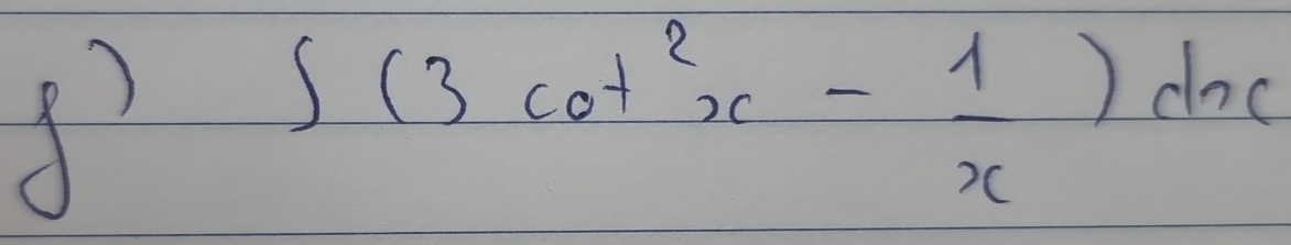 ∈t (3cot^2x- 1/x )dx