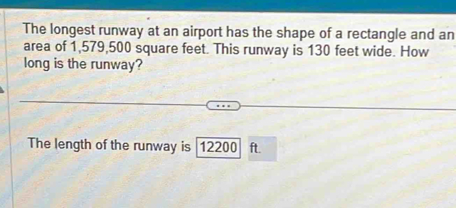 Solved: The longest runway at an airport has the shape of a rectangle ...