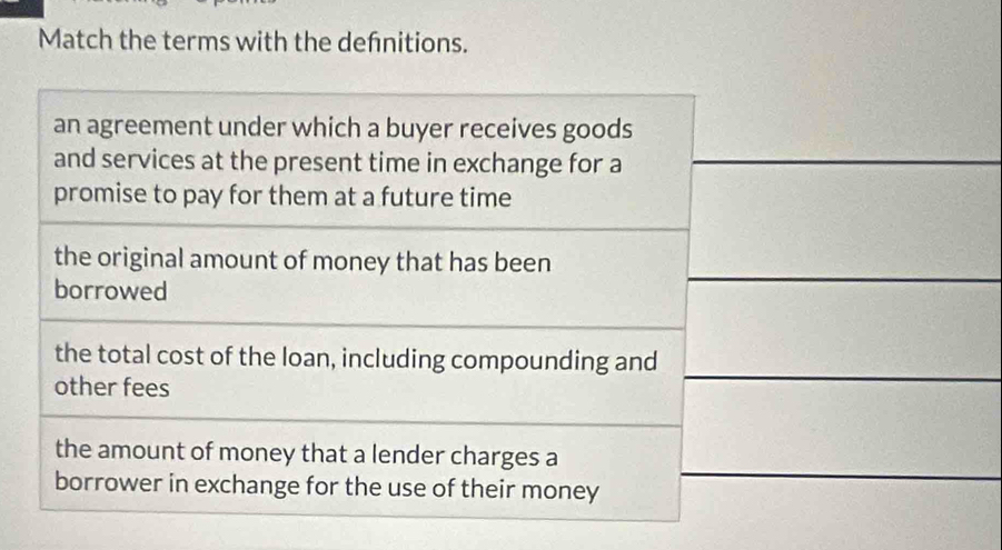 Match the terms with the defnitions.