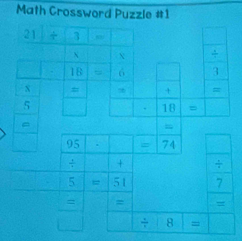 Math Crossword Puzzle #1