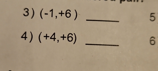 (-1,+6) _ 
5 
4) (+4,+6) _6