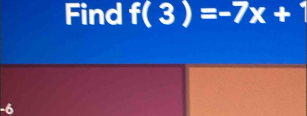 Find f(3)=-7x+1
-6