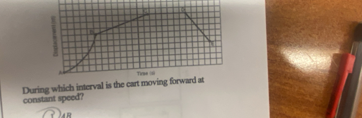 During which interval is the c 
constant speed? 
AR