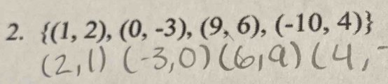  (1,2),(0,-3),(9,6),(-10,4)