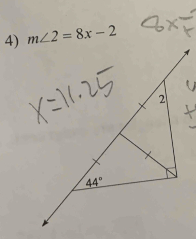 m∠ 2=8x-2