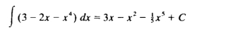 ∈t (3-2x-x^4)dx=3x-x^2- 1/5 x^5+C