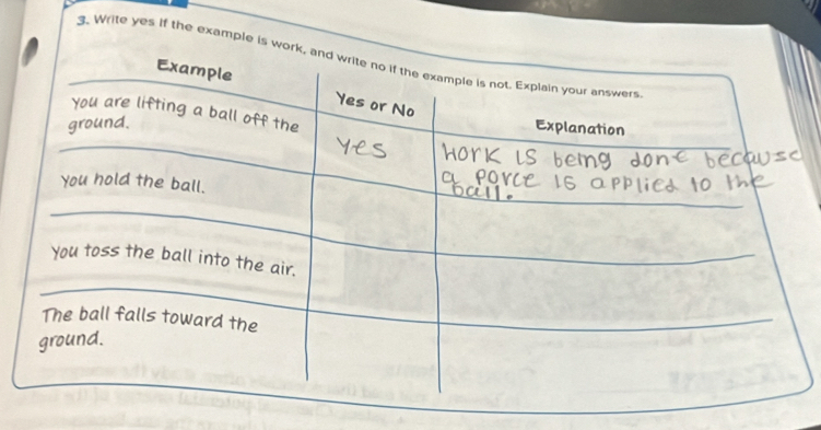 Write yes if the example is