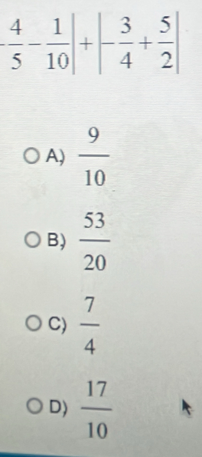 A)  9/10 
B)  53/20 
C)  7/4 
D)  17/10 