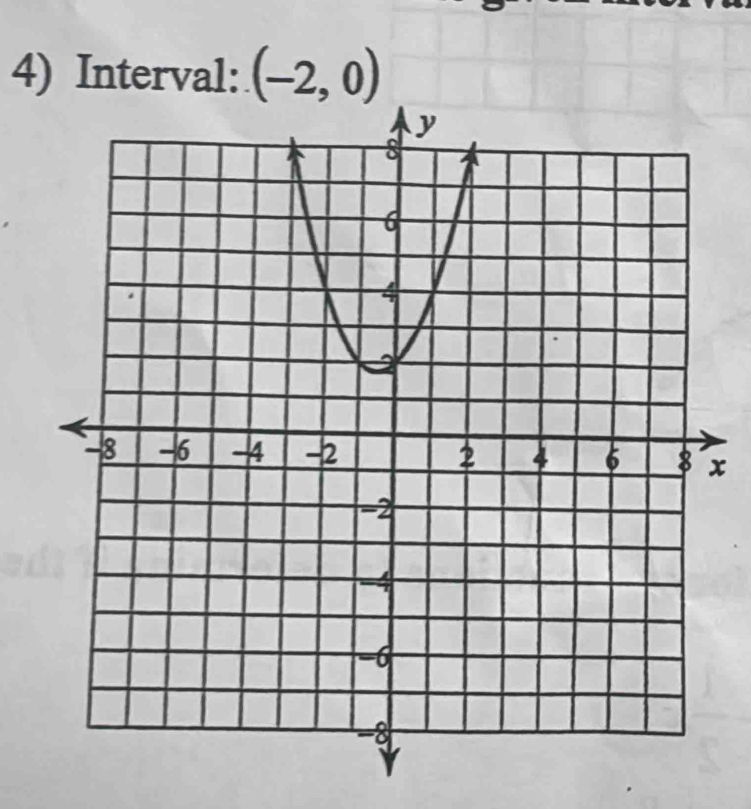 Interval: (-2,0)
x