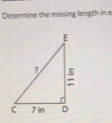 Determine the missing length in e