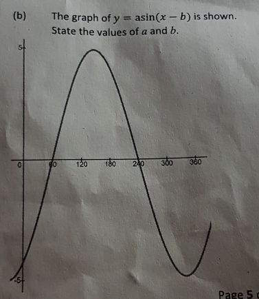 The graph of y=asin (x-b) is shown. 
Page 5