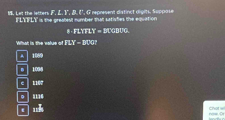 Solved: Let the letters F. L. Y, B, U, G represent distinct digits ...