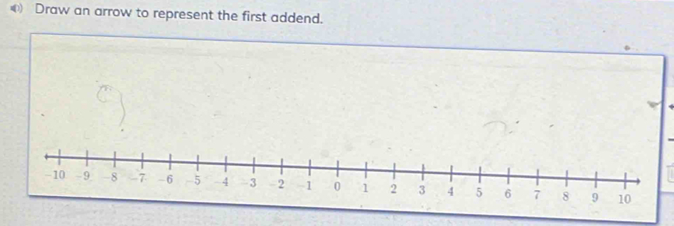 Draw an arrow to represent the first addend.