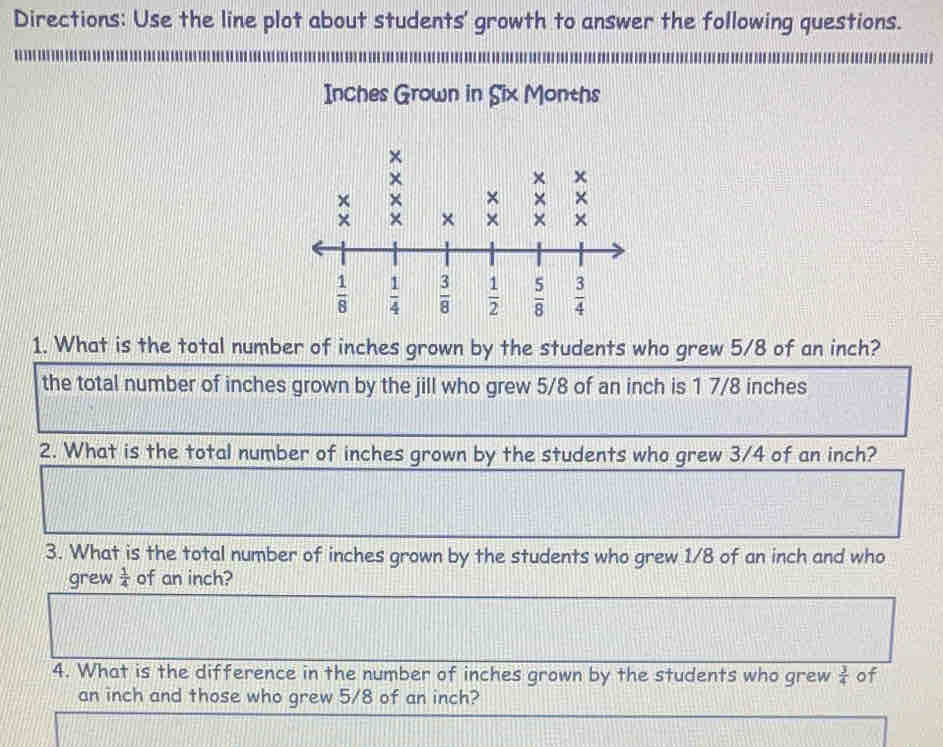 Directions: Use the line plot about students' growth to answer the ...