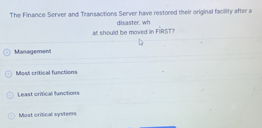 Solved: The Finance Server and Transactions Server have restored their ...