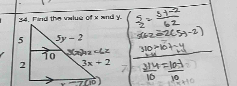 Find the value of x and y.