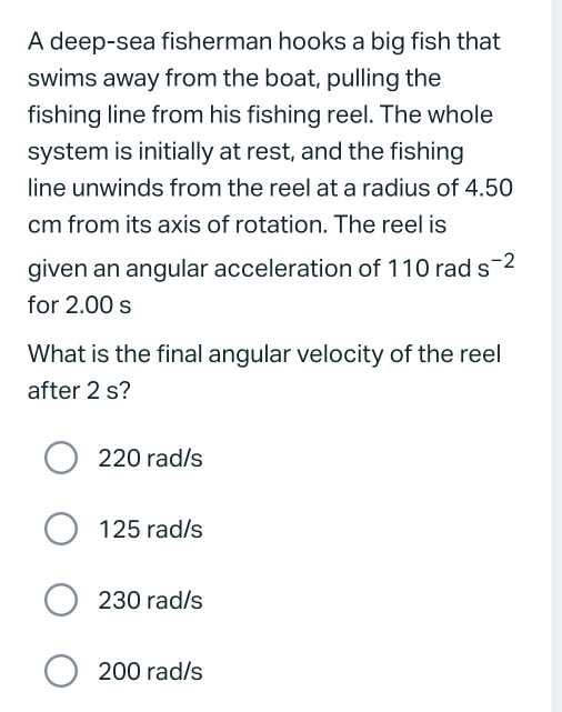 Solved: A deep-sea fisherman hooks a big fish that swims away from the ...