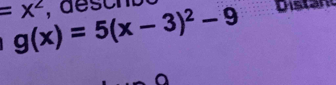 =x^2 , descnbó Distant
g(x)=5(x-3)^2-9