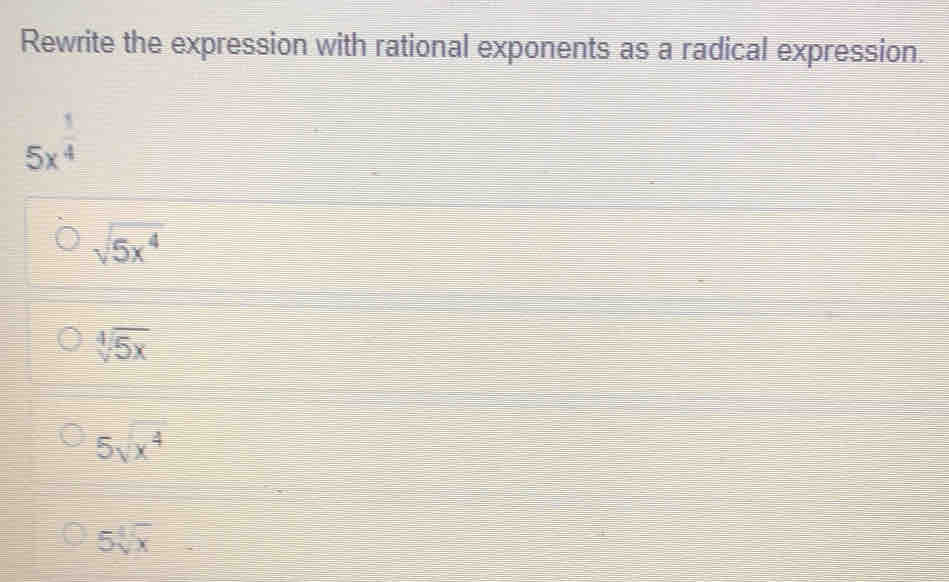 Solved: Rewrite the expression with rational exponents as a radical ...