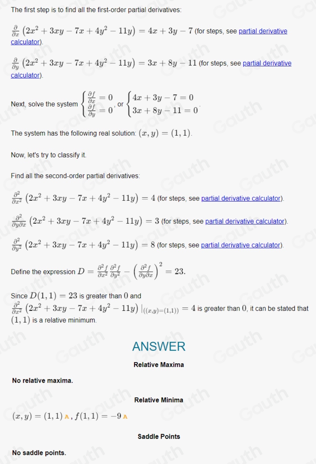 Solved: Find all the local maxima, local minima, and saddle points of ...