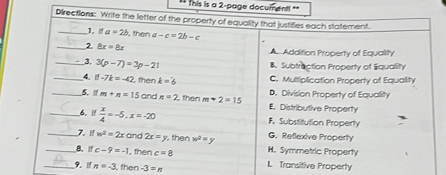 This is a 2-page document! *
, then -3=n
Property