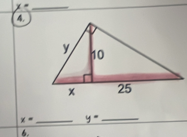 x= _ 
4. 
_ x=
y= _ 
6,