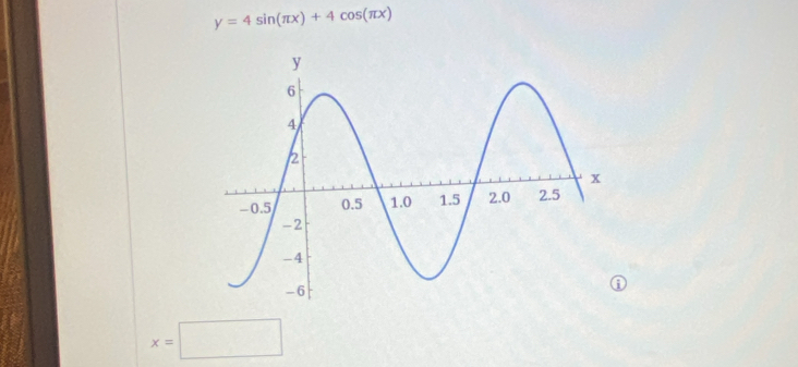 y=4sin (π x)+4cos (π x)
x=□