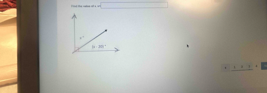 Find the value of x x=□
4 3 4