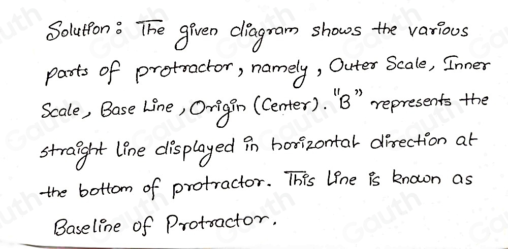 Solved: Choose the best answer. What part of the protractor does B ...