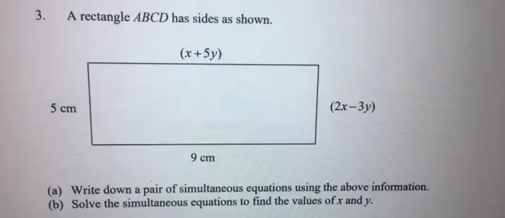 Solved: A rectangle ABCD has sides as shown. (a) Write down a pair of ...
