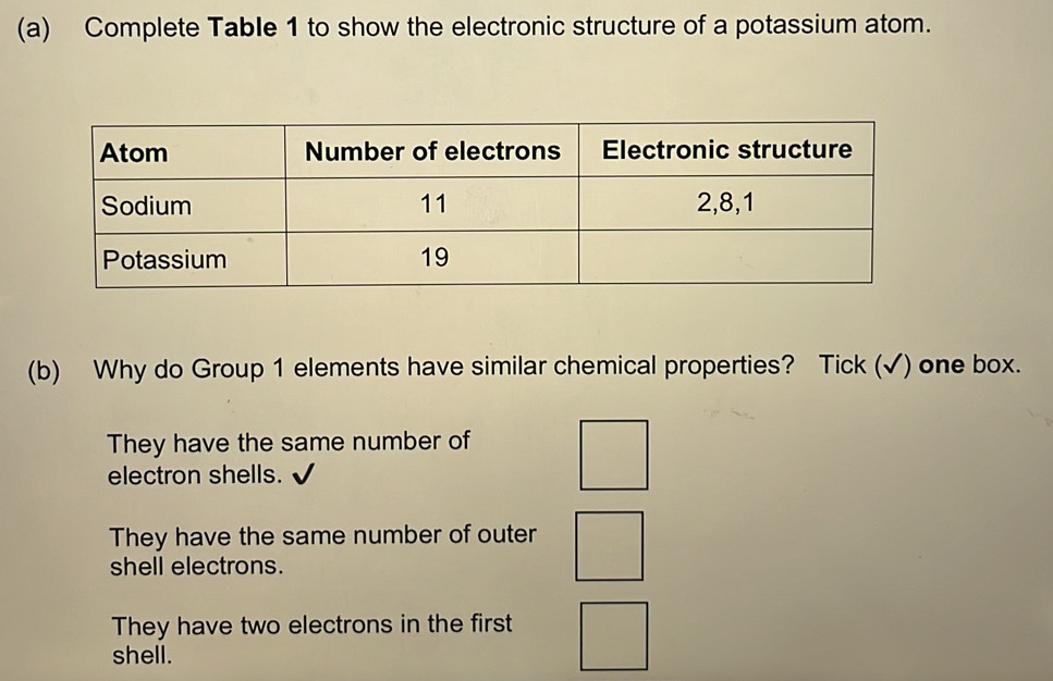 Solved: Complete Table 1 to show the electronic structure of a ...