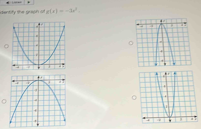 Identify the graph of g(x)=-3x^2,