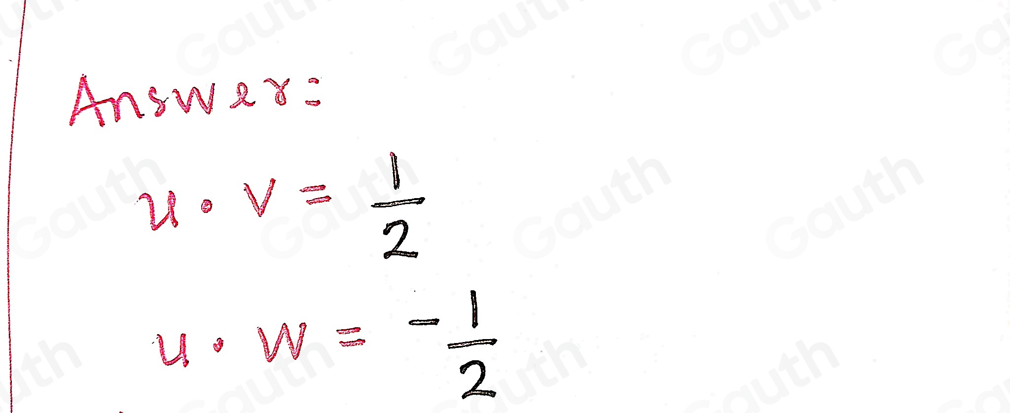 Solved: If u is a unit vector, find u · v and u · w. (Assume v and w ...