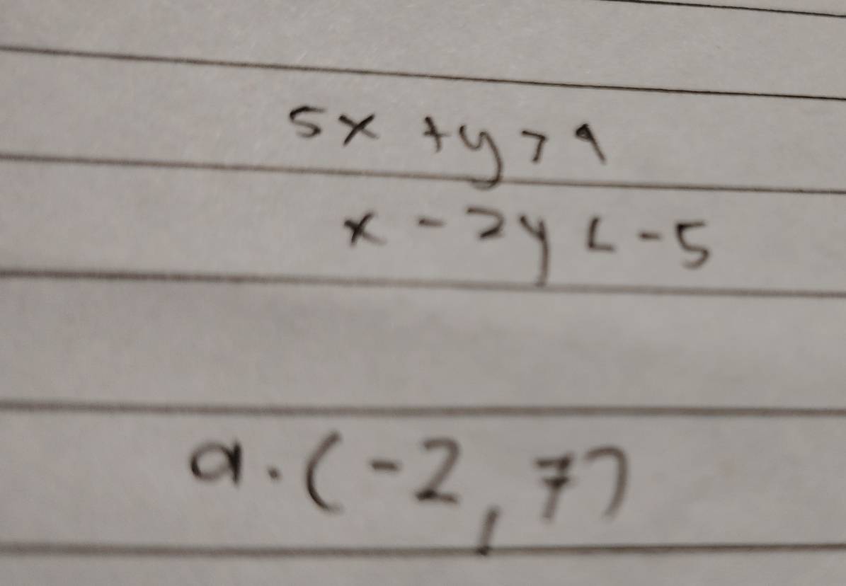 5x+y>4
x-2y
d. (-2,7)