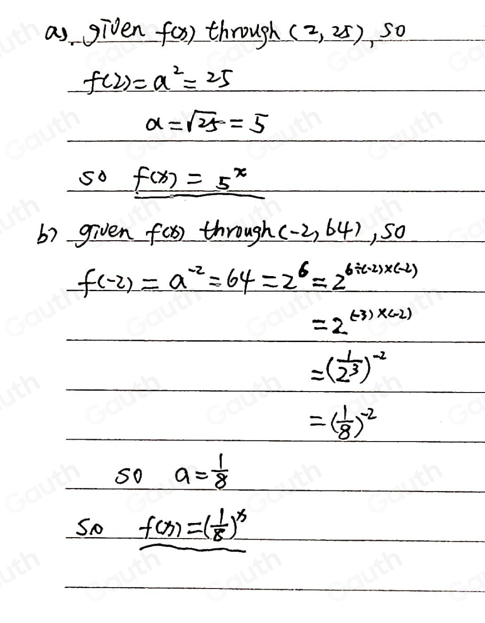 Solved: Give a rule of the form f(x)=a^x to define the exponential ...