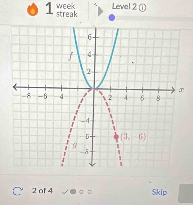 streak
Level 2 ①
2 of 4 Skip