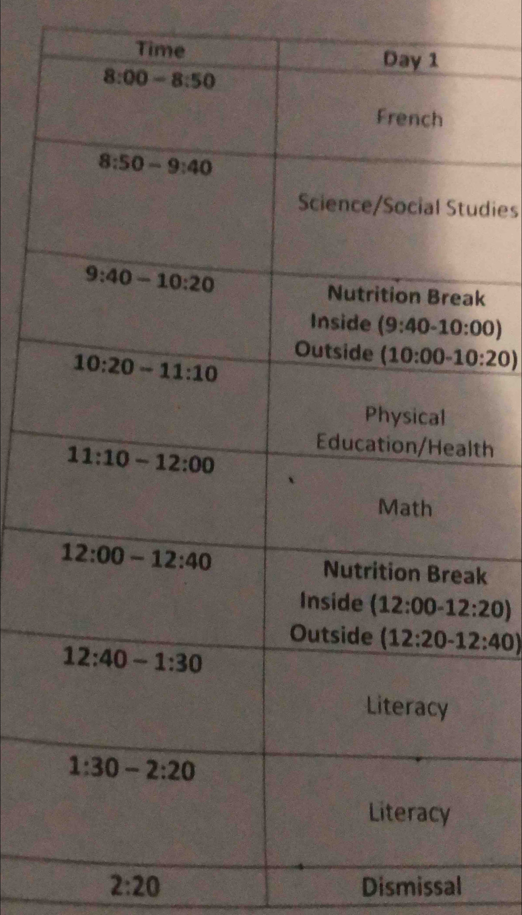 dies
k
th
k
2:20 Dismissal