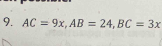 AC=9x, AB=24, BC=3x