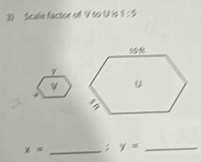 Scale factor of V to U is 1 : 5
I
V
x= _ 
; y= _