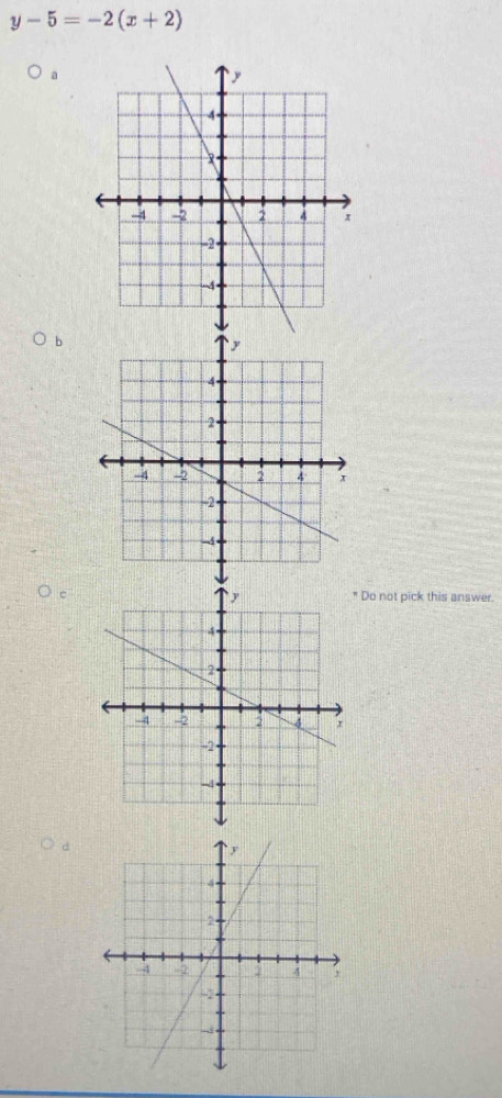 y-5=-2(x+2)
b 
Do not pick this answer.