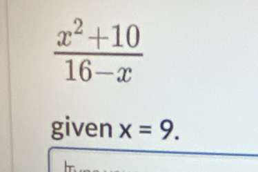 given x=9.