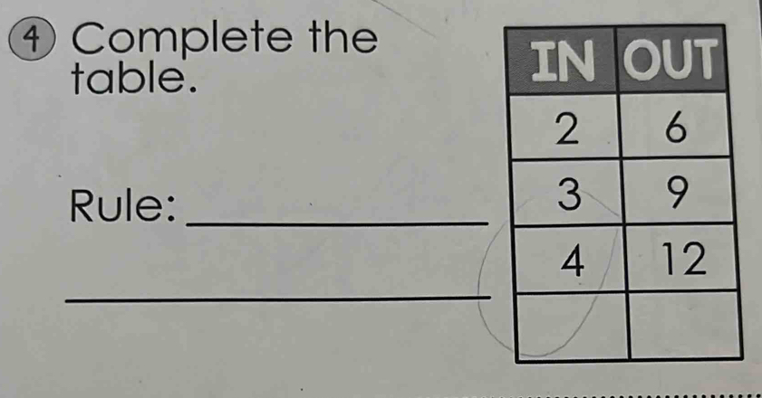 ④ Complete the 
table. 
Rule:_ 
_