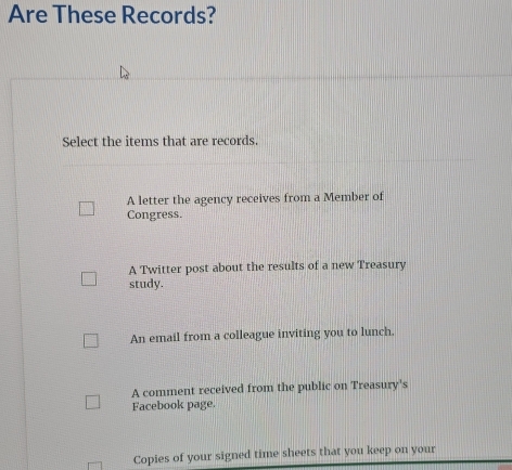 Solved: Are These Records? Select the items that are records. A letter ...