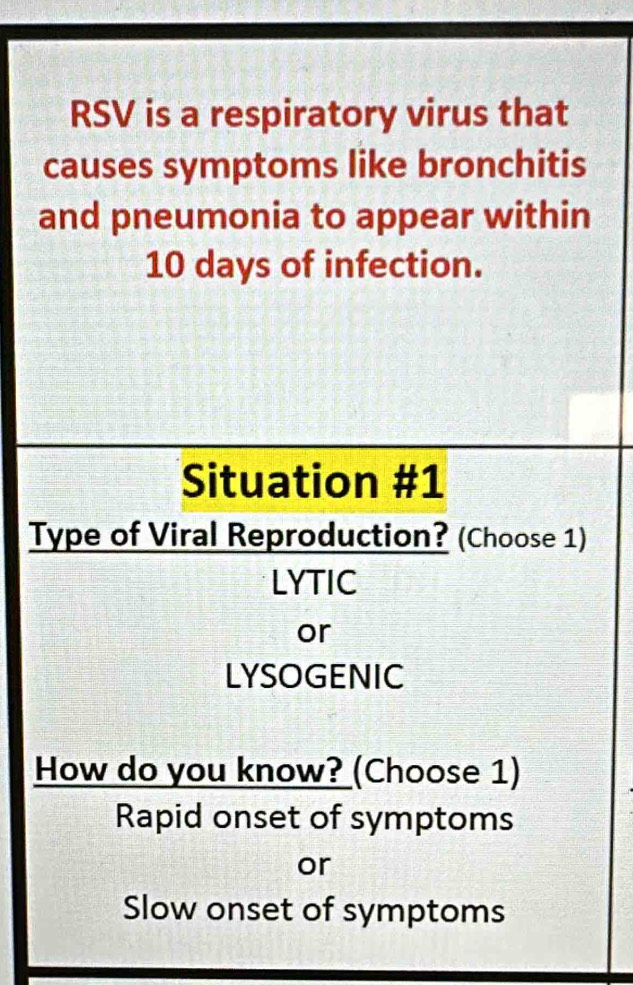 Solved: RSV is a respiratory virus that causes symptoms like bronchitis ...