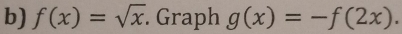 f(x)=sqrt(x). Graph g(x)=-f(2x).