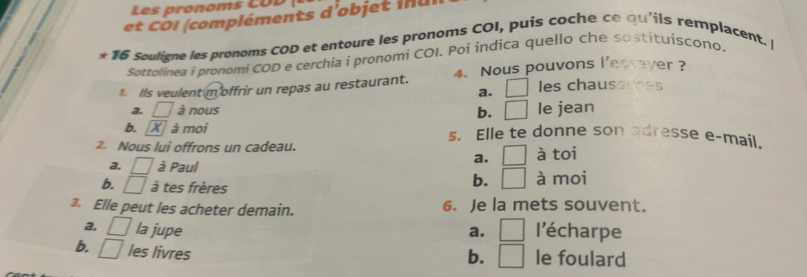 Risolto:Les pronoms CUD et C O I (compléments d'objet i ui *16 souligne ...