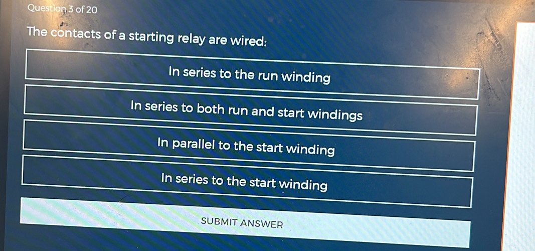 Solved: The contacts of a starting relay are wired: In series to the ...