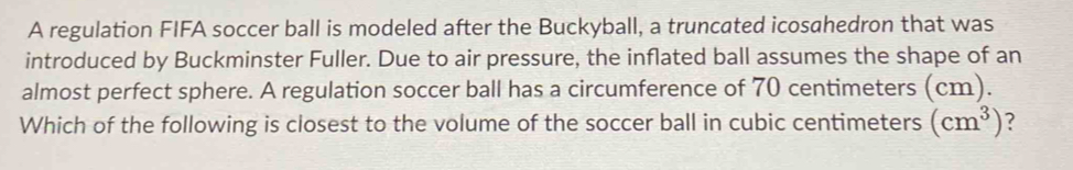 A regulation FIFA soccer ball is modeled after the Buckyball, a ...